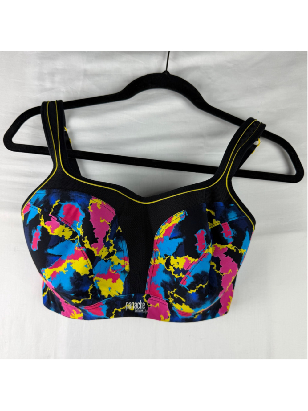Panache Sport Underwire Sports Bra 30G 5021A Neon Abstract Wide Strap Fitness